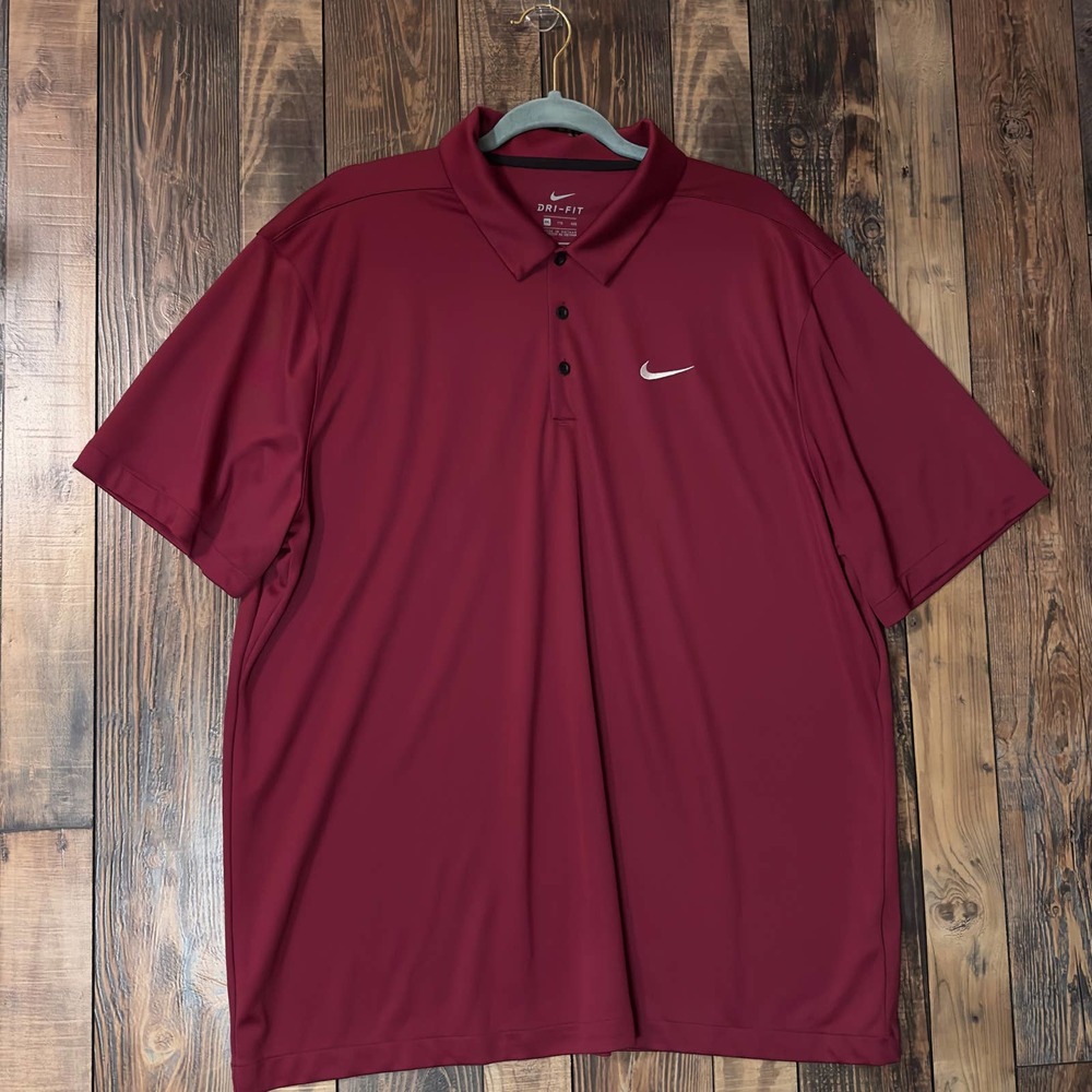 Nike Men's 2XL Dri-Fit Collared Maroon Athletic Performance Polo RN# 56323